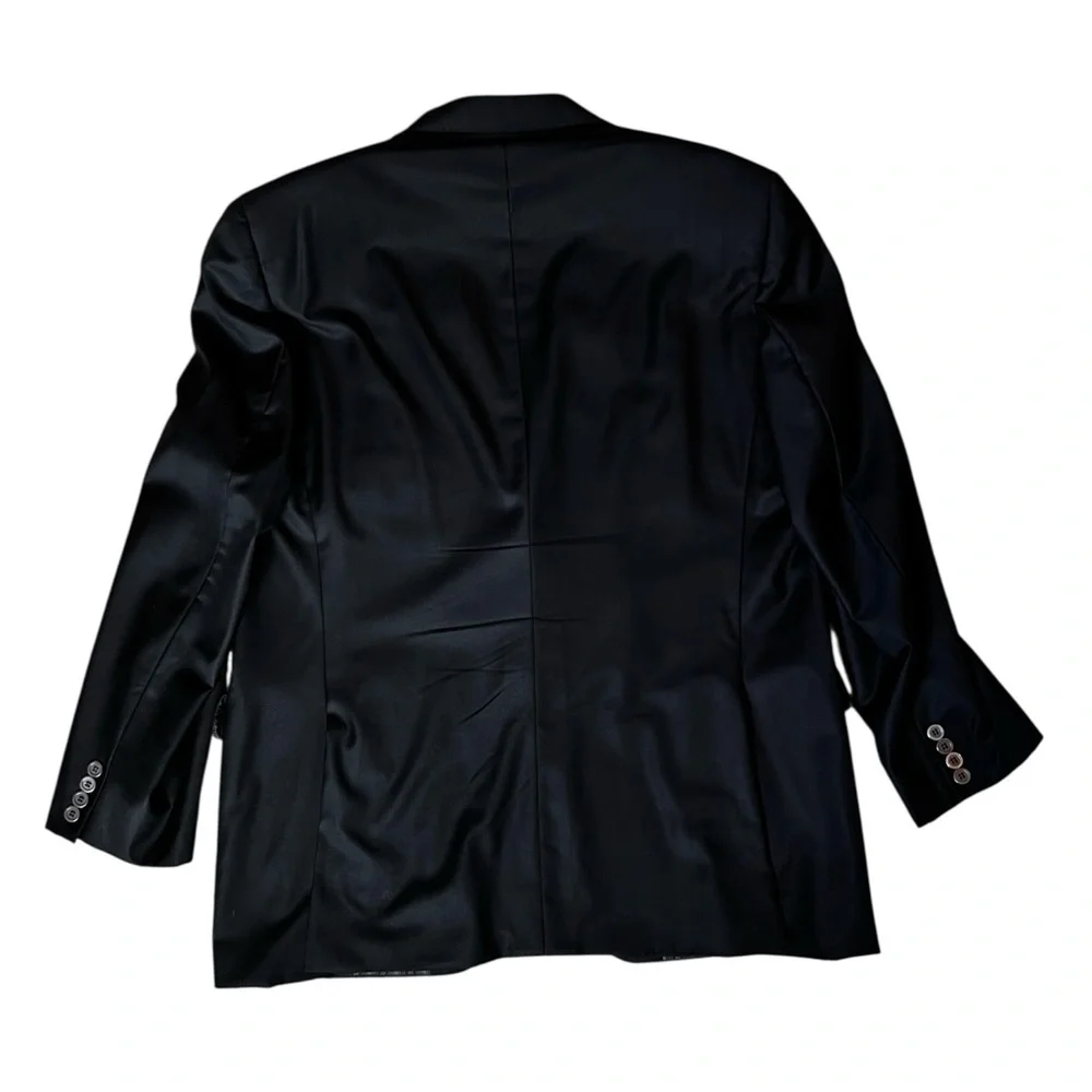 Jack Victor E Thomas Bespoke 45R Black Wool/Cashmere 2 Button Suit Jacket